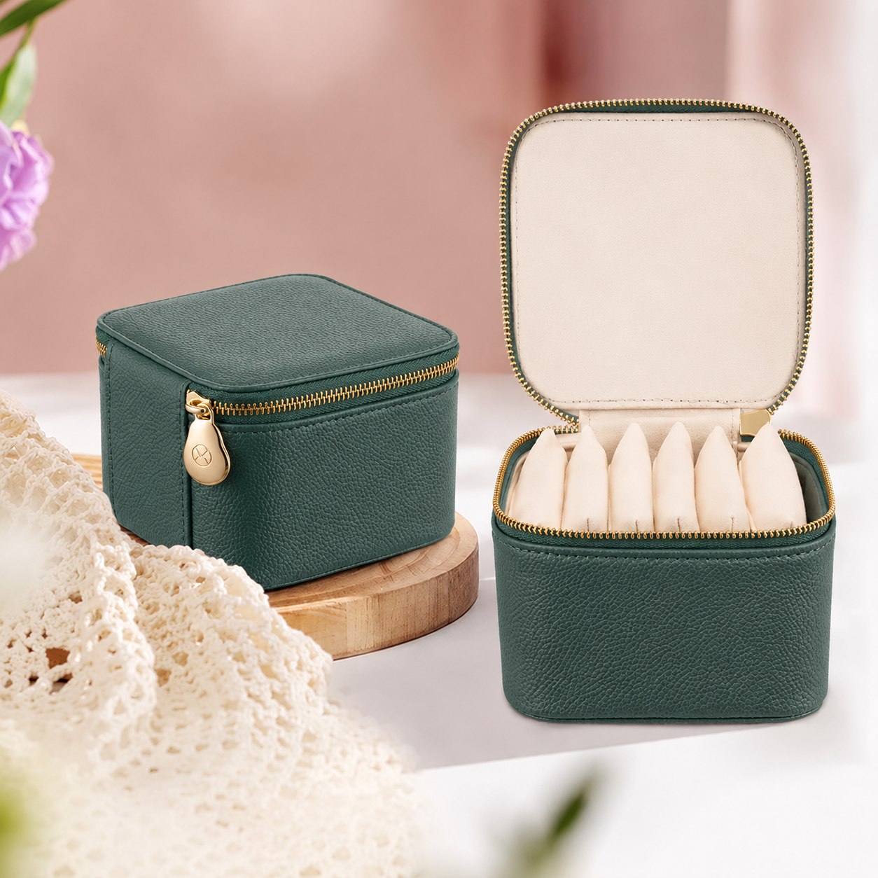 Travel Jewellery Organizer with 6 Zipper Pouches