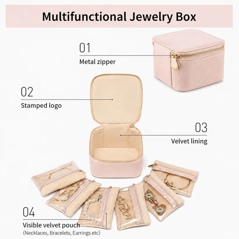 Travel Jewellery Organizer with 6 Zipper Pouches