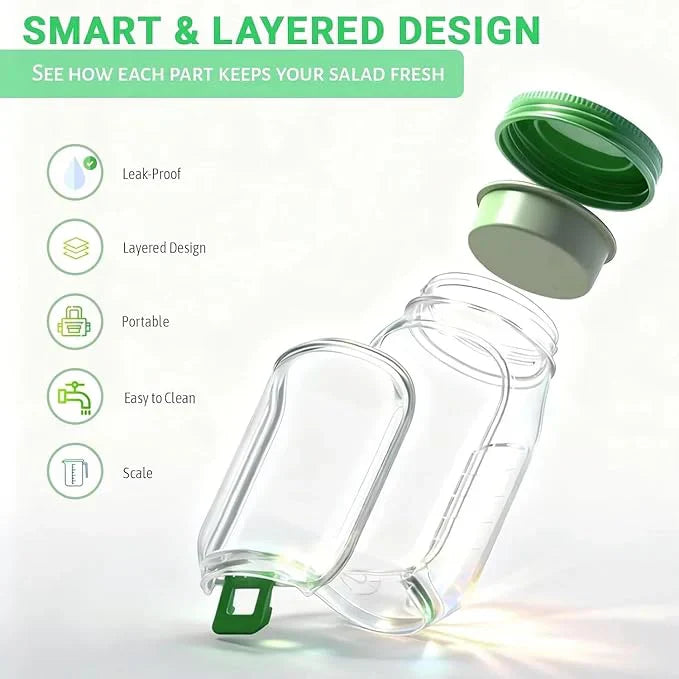 Portable Leakproof Salad Jar with Side Opening
